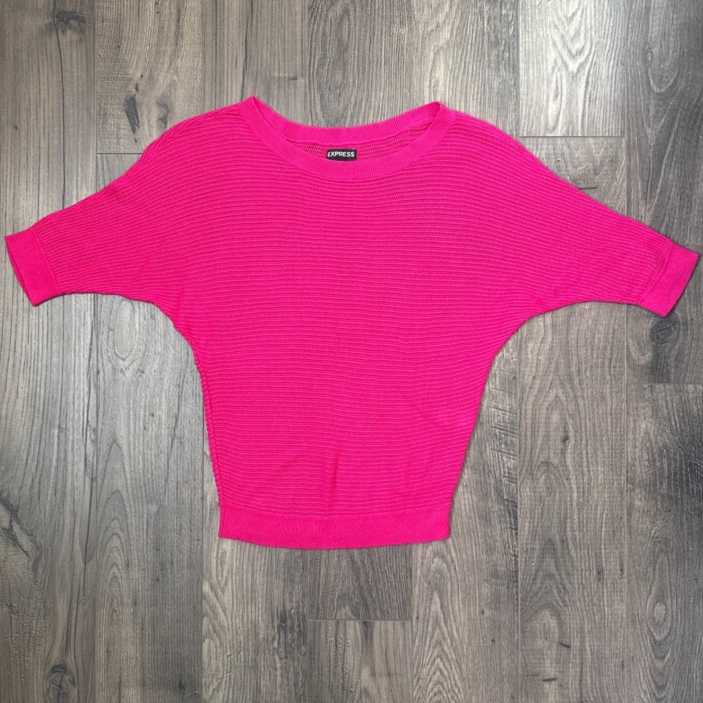 Express Dolman Sleeve Sweater‎ Knit Top Hot Pink XS